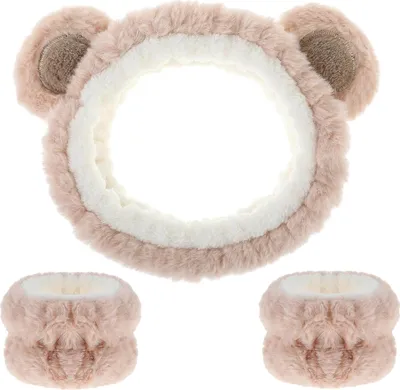 Produktbild von Haarband Kosmetik für Make Up und Waschen, Bärenohren Elastisches Gesicht Handgelenk Waschband, Saugfähiges Abschmink Haarband für Mädchen Damen Yoga, Sport, Hautpflege Kosmetik Dusche