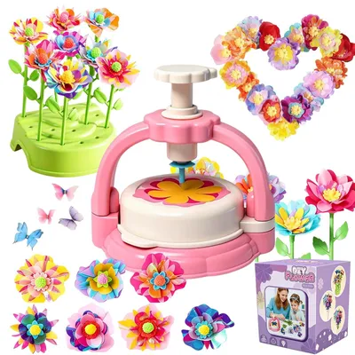 Imagen del producto de Kit de manualidades de flores, creativo, color rosa, para niños de 3 a 12 años, ideal para fomentar la creatividad