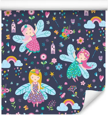 Produktbild von 10m VLIES TAPETE Rolle Kinderzimmer Blumen Feen Magisch Diamanten XXL