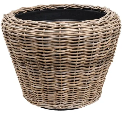 Produktbild von Van der Leeden Obal Drypot Obal Rattan – Rund, Grau, für den Außenbereich, Durchmesser 65 cm