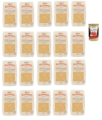 Produktbild von Rummo Stelline N°22 Pasta Lenta Lavorazione Teigwaren aus Hartweizengrieß Bronze-Zeichnung 20x 500g + Italian Gourmet polpa 400g