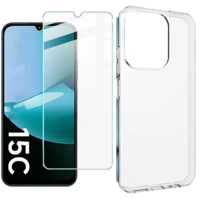 Produktbild von Handyhülle + Displayschutzglas für Xiaomi Redmi 15C 5G / 4G Silikon TPU Schutz