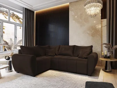 Produktbild von Masseno Ecksofa MADISON L L-S mit Schlaffunktion L-Form, Sofa mit Bettkasten, Wohnzimmersofa, Couch, Soffa, Bettsofa, Couchgarnitur- Braun, KRONOS 06