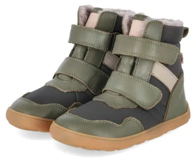 Productafbeelding van Bisgaard Burschen winterlaarzen, model BAREFOOT TIMO TEX, kleur groen, materiaal: textiel en leer, maat: 32