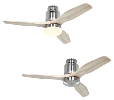 Imagen del producto de Ventilador de techo de bajo consumo Aerodynamix Eco, 112 cm, acabado cromado cepillado / madera natural