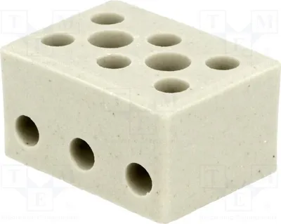 Productafbeelding van 1x Klemmenblok voor leidingen: 3 schroefklemmen, 6 aansluitingen, 4mm², 450V, lengte: 34mm, type BM 9518