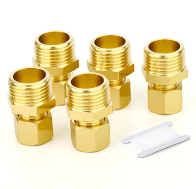 5x Messing-Kompression-Rohrverbinder 6mm x 1/2" BSP