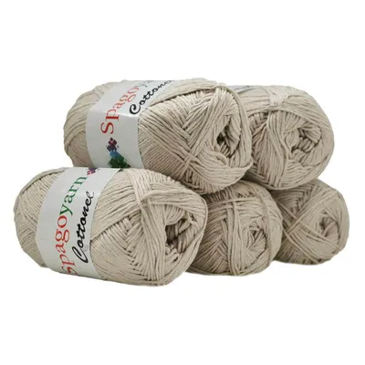 5 x 100g Strickgarn Cottonel Uni Häkelwolle Handstrickgarn sand