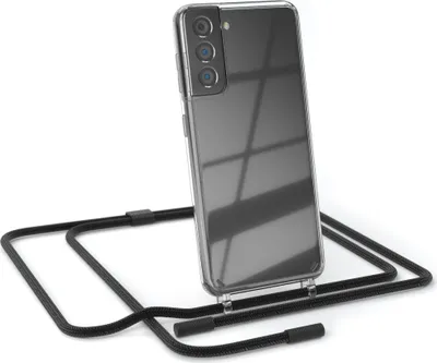 Produktbild von EAZY CASE Handykette für Samsung Galaxy S21 5G, Clear Case aus Silikon, mit Umhängeband, abnehmbare Endstücke, Handyband in Schwarz