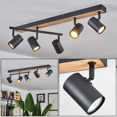 Produktbild von Gambellara »Gambellara« Deckenlampe aus Metall/MDF in Schwarz/Braun/Holzoptik
