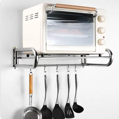 Produktbild von Mikrowellenregal für Ofen, Mikrowelle, Kochfeld, Küche, Wandmontage, Edelstahl, für Küche, Wohnzimmer, Büro