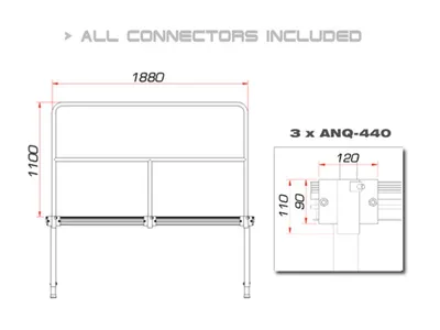 Produktbild von GUIL TMQ-02/440 Bühnengeländer 188cm Aluminiumversion