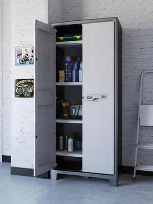 Produktbild von Keter Lagerschrank mit Regalböden Titan Schwarz und Grau 182 cm