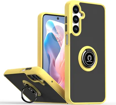 Produktbild von Hülle für Samsung Galaxy A16 5G/4G Matte Transluzent TPU Stoßfest Schutzhülle mit Ring Halter Ständer Gelb