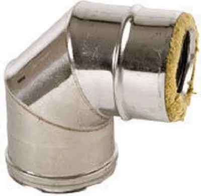 Image de Coude à double paroi 90° en acier inoxydable pour cheminée - diamètre intérieur 130 / extérieur. 180 mm