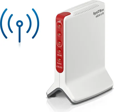 Produktbild von Box 6820 LTE v4 Edition Internatio, Wi-Fi 4 (802.11n), Einzelband (2,4GHz), Ethernet/LAN, 4G, Rot, Weiß, Desktop-/Pol-Router