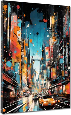 Produktbild von Leinwandbild Wandbild Kunstdruck XXL Wanddeko New York City Painting: 105x140x4cm