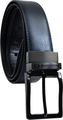 Productafbeelding van Herriem riem - Leren riem - Casual en formeel - Omkeerbaar en inkortbaar - 3.5 cm breed - Blauw en zwart