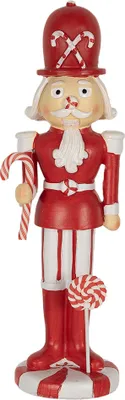 Produktbild von Clayre & Eef Weihnachtsdekorationsfigur Nussknacker 23 cm Rot Weiß Polyresin