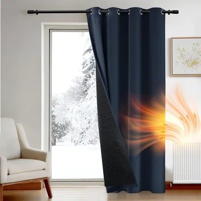 Immagine prodotto di Tende oscuranti - Termiche - Con occhielli - Blu navy - 132 x 214 cm - Per soggiorno e camera da letto