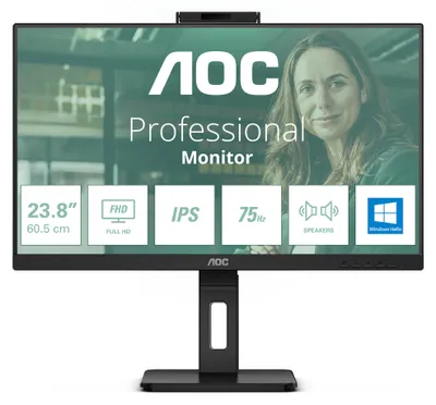 Produktbild von AOC 24P3CW, 60,5 cm (23.8"), 1920 x 1080 Pixel, Full HD, LED, 4 ms, Schwarz