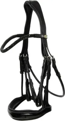 Produktbild von Hans Melzer Horse Equipment Kandare Aachen rundgenäht englisch schwarz/silber mit Lack, Größe:FULL
