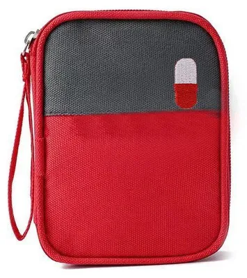 Produktbild von Kleine Erste-Hilfe Tasche – tragbare Medikamententasche, Reiseapotheke, Organizer für Medikamente (klein),Red