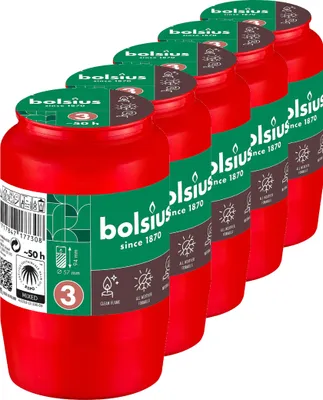 Obrázok produktu pre Bolsius Dauerbrenner No.3 červená náplň do viečka 36 hodín 5-pack