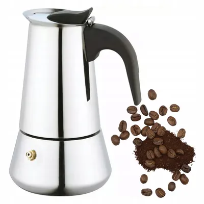 Produktbild von Herdplatte Edelstahl Espresso Moka Kaffeemaschine Kaffeemaschine Perkolator 9 Tassen 6 Tassen silber