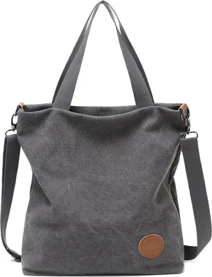 Produktbild von Damen Canvas Handtasche Schultertasche Multifunktionale Umhängetasche Grau