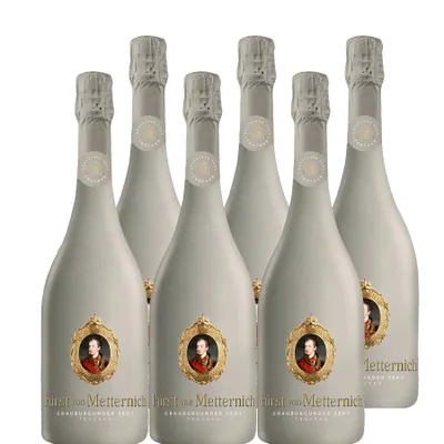 A group of six bottles of wine.