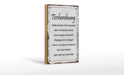 Produktbild von Holzschild Spruch 12x18cm Tischordnung Hände waschen