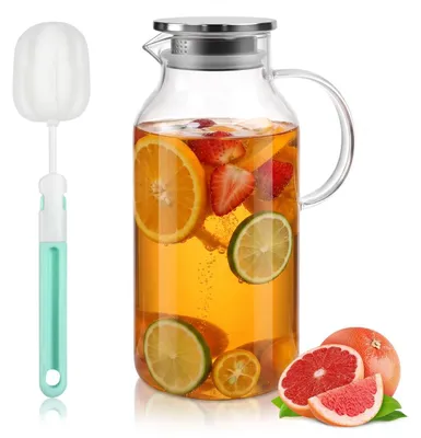 Glaskocher 2600 ml, Glaskanne mit Deckel, spülmaschinengeeignet
