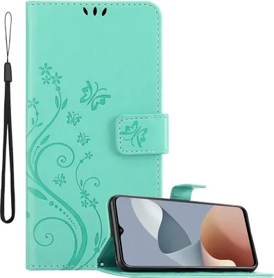 Immagine prodotto di Cadorabo cover per ZTE Blade A73 4G cover in FLORAL TURQUOISE cover protettiva in design floreale con chiusura magnetica, funzione stand e slot per carte Book Case Cover