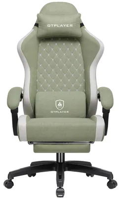 Produktbild von Gaming Stuhl - Ergonomischer PC Stuhl - Atmungsaktiver Stoff - Hohe Rückenlehne - Drehbar 360° - Ausziehbare Fußstütze - Grün