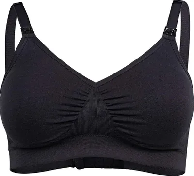 Produktbild von Medela Komfort BH Nahtloser, bügelloser Still-BH für Schwangerschaft und Stillzeit mit dehnbarem Band und atmungsaktivem Material für ganztägigen Komfort S Schwarz