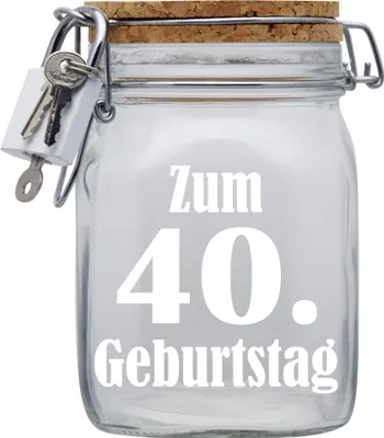 Produktbild von Spardose Geld Geschenk Ideen 40. Geburtstag Transparent Größe L 1 Liter