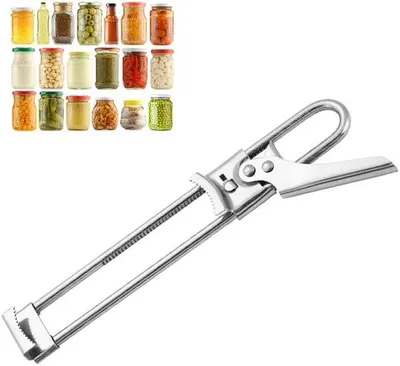 Obrázok produktu pre Ibenzoa® Nastaviteľný otvárač na fľaše a konzervy z nehrdzavejúcej oceli, ergonomická rukoväť, 19 x 3,3 cm – ideálny pre seniorov a osoby s artritídou