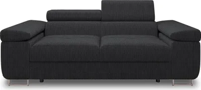 Image de Best Mobilier Pablo - canapé droit 2 places avec têtières ajustables - en velours côtelé , Noir