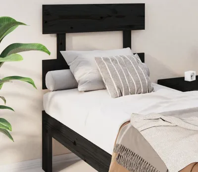 Produktbild von vidaXL Kopfteil Schwarz 103,5x3x81 cm Massivholz Kiefer - Kopfteil - Kopfteile - Bettkopfteil - Holzkopfteil