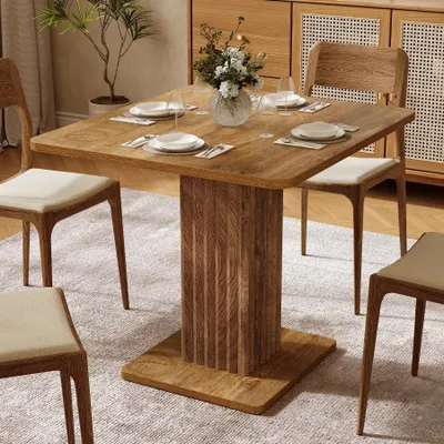 Produktbild von Esstisch für 4 Personen - Kleiner Küchentisch - 90 x 80 x 75 cm - Massivholz-Gestell - Landhausstil - Schokoladenbraun