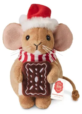 Produktbild von Teddy Hermann Kuscheltier Weihnachtsmaus mit Lebkuchen braun 11 cm