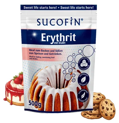 Produktbild von SUCOFIN Erythrit mit Inulin 500g kalorienfreie Zucker-Alternative, Backxucker