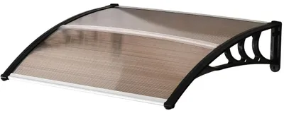 Obrázek produktu pro Stříška nad dveřmi - Polykarbonát | Barva: Hnědá/Černá | Rozměry: 100/120 x 80 x 23 cm