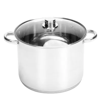 Produktbild von Ribelli Kochtopf Edelstahl, Suppentopf mit Glasdeckel & Kaltgriffen,10L, (18/10)Edelstahl