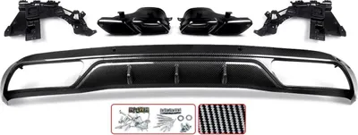 Image de Diffuseur arrière avec sorties d'échappement pour Mercedes W205 C200/C300 Limousine (2015-2018) - Noir brillant Diffuseur de pare-chocs arrière - Sport-Upgrade - Accessoires auto