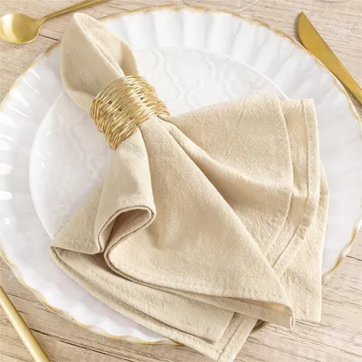 Produktbild von Leinen-/Baumwollservietten, 40,6 x 40,6 cm – Beige – waschbar – für Hochzeiten, Babypartys