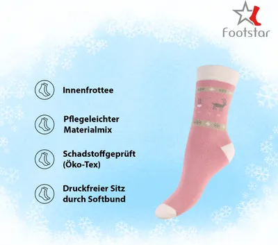 Produktbild von Footstar Damen Wintersocken (6 Paar), Warme Vollfrottee Socken mit Thermo Effekt - Rosa 39-42