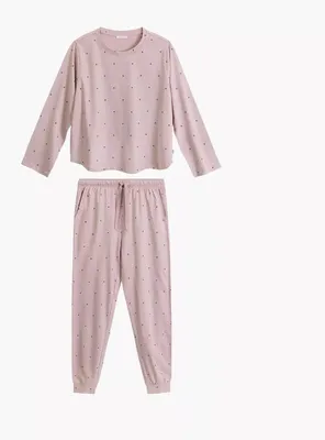 Produktbild von Damenpyjama Atlantic 100% Baumwolle rosa mit Rundhalsausschnitt L