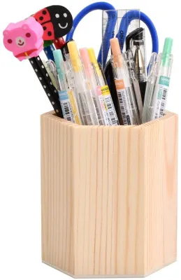 Image de Porte-crayons en bois pour le bricolage et le bureau